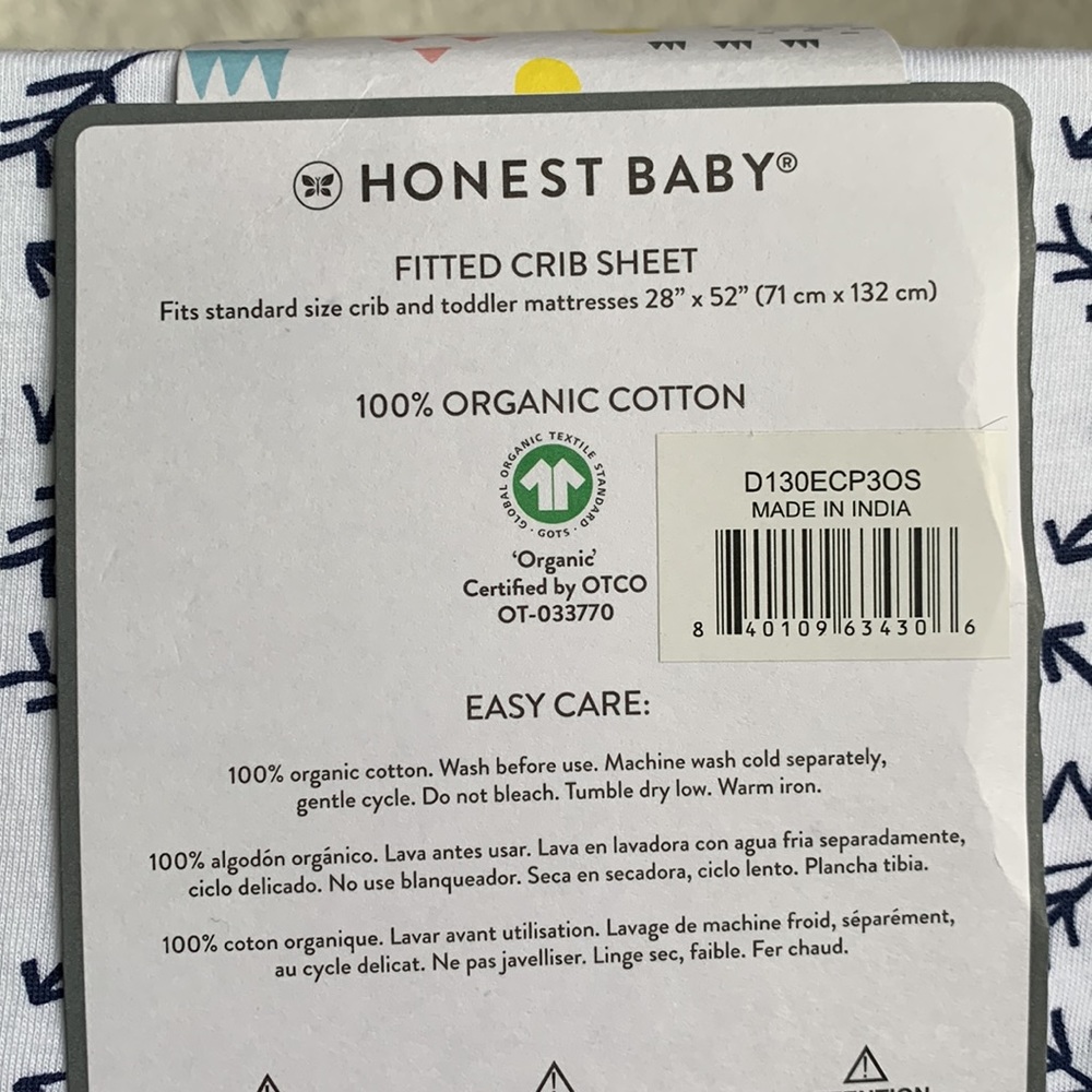Honest Baby 100% Cotton Fitted Crib Sheet NWT Compass - Picture 7 of 12